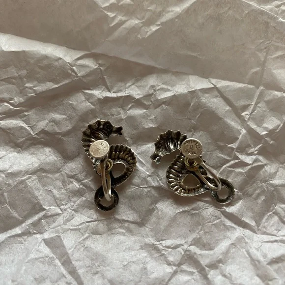1950’s Vintage Beau Craft- Sterling Silver Seahorse Earrings